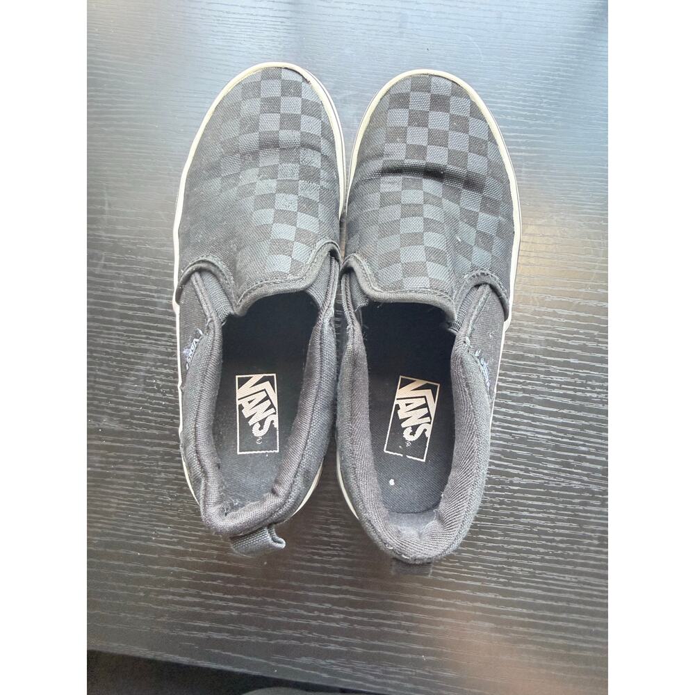 Vans Slip-On Checkerboard Black on Black Youth Size 3 Canvas Skate Shoes